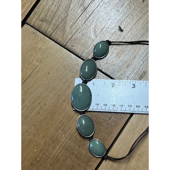 Vintage stone statement necklace. Marked. Earthy green. women jewelry - Picture 3 of 4